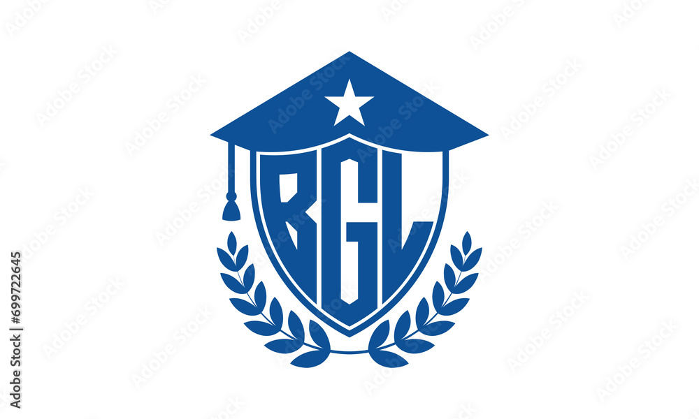 BGL three letter iconic academic logo design vector template. monogram, abstract, school, college, university, graduation cap symbol logo, shield, model, institute, educational, coaching canter, tech BGL three letter iconic academic logo design vector template. monogram, abstract, school, college, university, graduation cap symbol logo, shield, model, institute, educational, coaching canter, tech