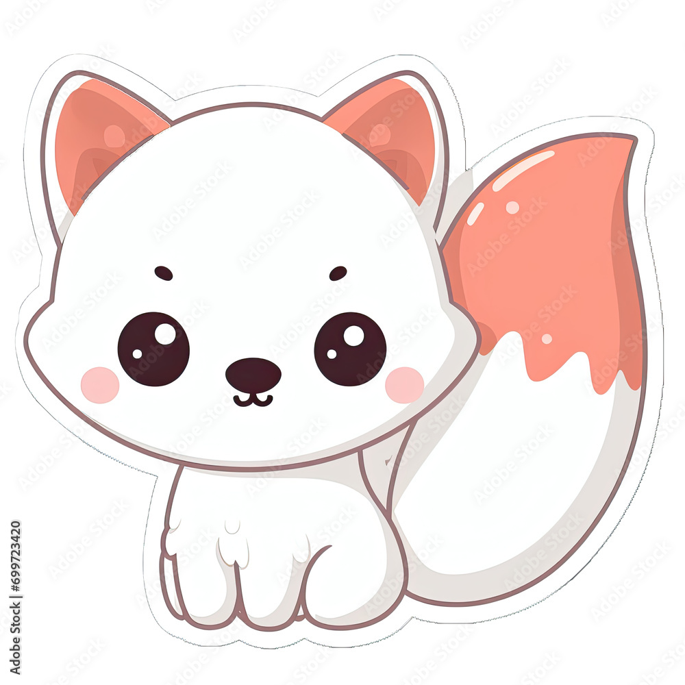 Generative AI Cute Little Wolf Sticker, cute little snow wolf sticker