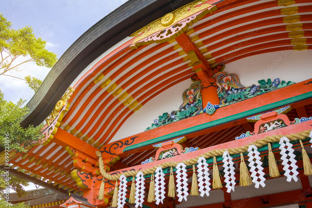 Beautiful roof ornaments of the Fushimi Inari Shrine Complex in Kyoto, Japan. Beautiful roof ornaments of the Fushimi Inari Shrine Complex in Kyoto, Japan.