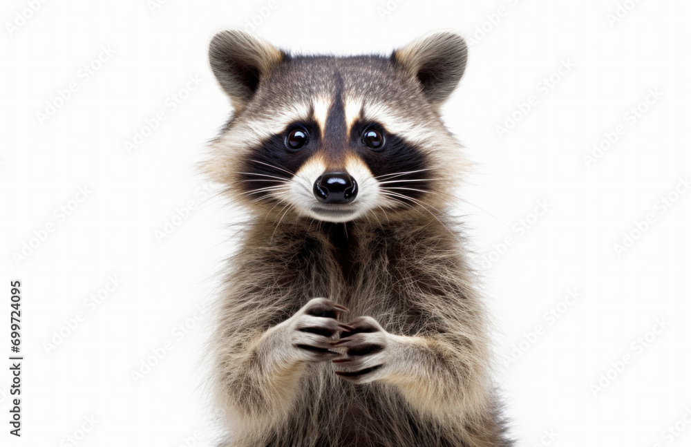 Funny raccoon portrait on a white background Funny raccoon portrait on a white background