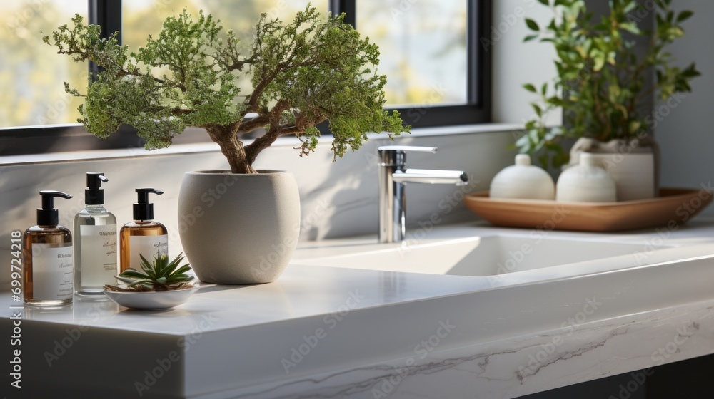 Bathroom counter with white clean and tidy high resolution Bathroom counter with white clean and tidy high resolution