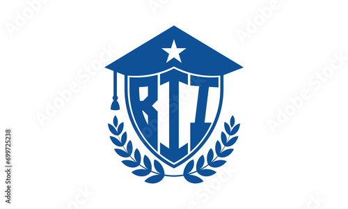 BII three letter iconic academic logo design vector template. monogram, abstract, school, college, university, graduation cap symbol logo, shield, model, institute, educational, coaching canter, tech