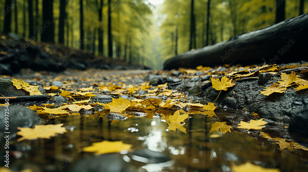Fototapeta premium autumn leaves in the forest