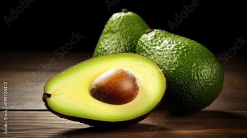  Avokado fruit. Whole and half avocado isolated on white background 