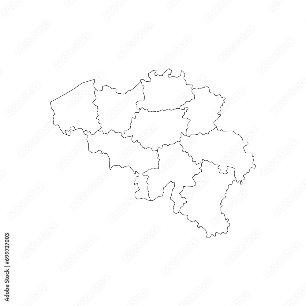 Map Of Belgium High-Res Vector silhouette and outline Graphic