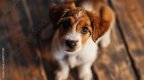 cute dog puppy looking into camera