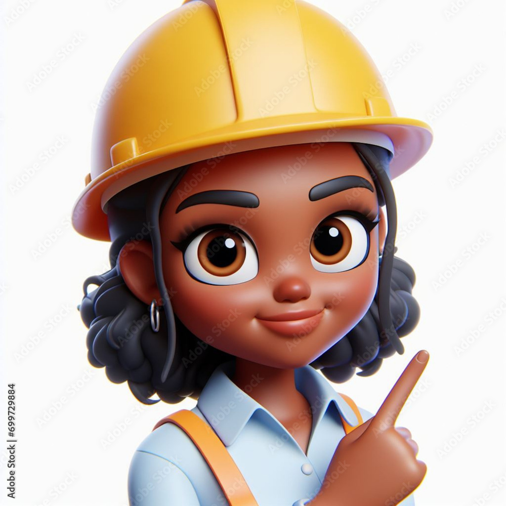 3d builder with helmet, engineering woman character 3d builder with helmet, engineering woman character