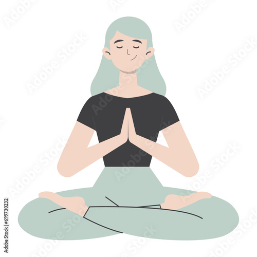 Isolated cute girl character doing yoga Vector