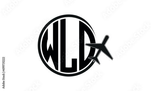 WLO three initial letter circle tour & travel agency logo design vector template. hajj umrah agency, abstract, wordmark, business, monogram, minimalist, brand, company, flat, tourism agency, tourist