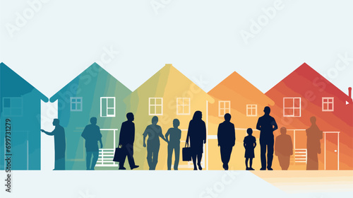 poverty on housing with a vector art piece featuring individuals living in inadequate or unstable housing conditions.