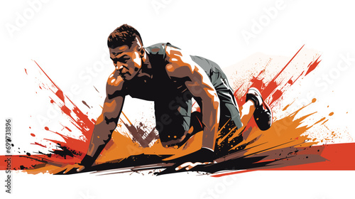 determination of a gym-goer during high-intensity interval training (HIIT) in a vector art piece featuring explosive and dynamic exercises.