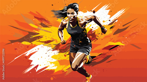 determination of a woman during high-intensity interval training (HIIT) in a vector art piece featuring explosive and dynamic exercises.