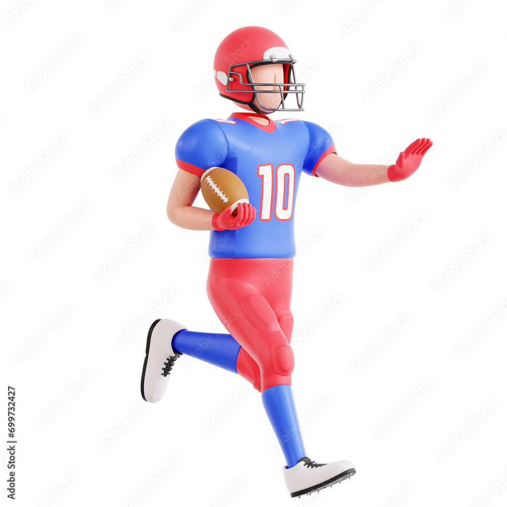 3D Illustration of Running Play with Player Evading Opponents 3D Illustration of Running Play with Player Evading Opponents