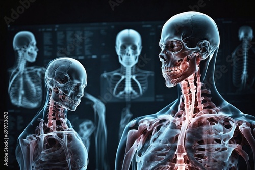 X-Ray ultrasound scan of human body. ai generative photo