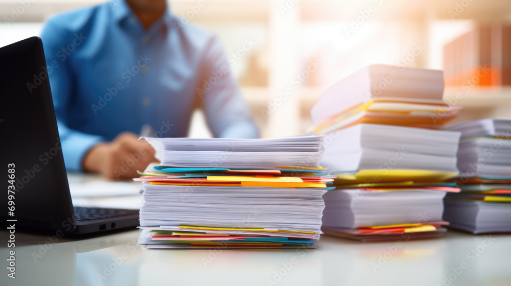 Focused Professional Analyzing Stacks of Documents Focused Professional Analyzing Stacks of Documents