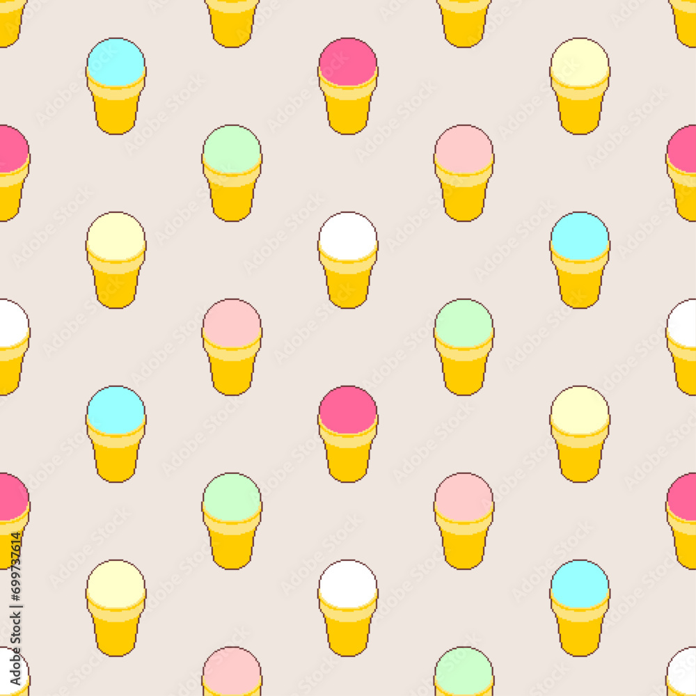 Ice cream pixel art pattern seamless. Sweets 8 bit background Ice cream pixel art pattern seamless. Sweets 8 bit background
