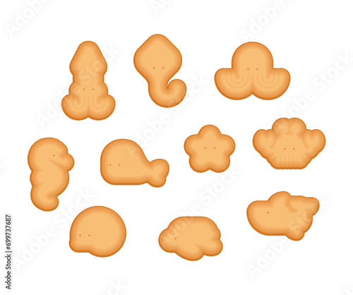 Sea animals cracker shape set. fish shaped cookies photo
