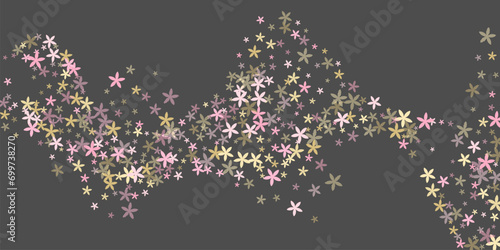 Phlox stylized flowers vector design. Cute garden floral elements scattered. Hinamatsuri Girl's Day motif. Childish flowers Phlox abstract bloom. Striped petals.