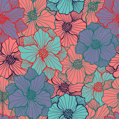 Gentle oleander bloom repeating sample. Organic floral composition. Oleander ...