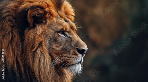Majestic Lion staring  motivational quote inspirational male grind post  Stoicism stoic hard men mentality philosophy philosopher  copy space for quotation text
