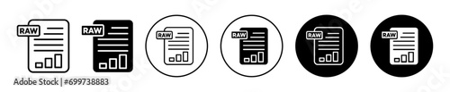 Raw data report file simple icon in black and white background