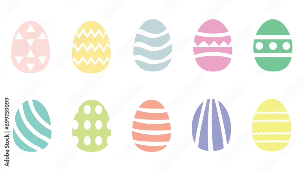 Set of colour easter eggs flat design on white background. Vector illustration Set of colour easter eggs flat design on white background. Vector illustration