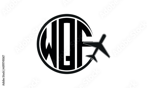 WQF three initial letter circle tour & travel agency logo design vector template. hajj umrah agency, abstract, wordmark, business, monogram, minimalist, brand, company, flat, tourism agency, tourist photo