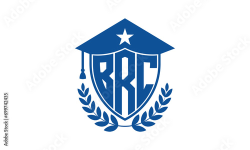 BRC three letter iconic academic logo design vector template. monogram, abstract, school, college, university, graduation cap symbol logo, shield, model, institute, educational, coaching canter, tech