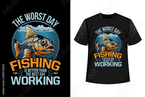 The Worst Day Fishing Is Better Than The Best Day Working  Graphic Typography Fishing T-shirt Design  Fishing Vector Design  Fishing tees gift vector design