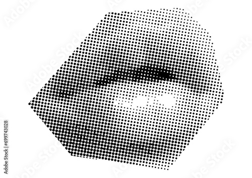 Mouth and lips, smile, tongue, dots Punk y2k black and white collage elements
