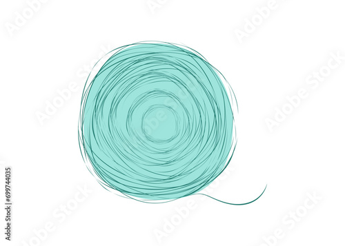 Abstract ball thread. Knitting, hobby icon, needlework. Threads in skein. A skein of wool. Sketch, drawing, ball wool pet toy. Vector illustration, isolated background.