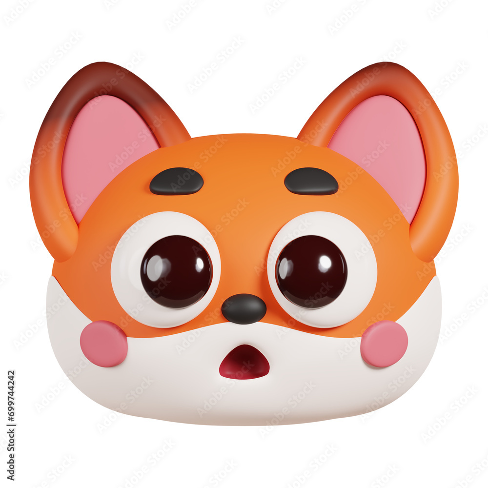 Fox Face Emoticon Icon and Symbol Isolated. Cute Cartoon Animal Head. 3D Illustration Fox Face Emoticon Icon and Symbol Isolated. Cute Cartoon Animal Head. 3D Illustration