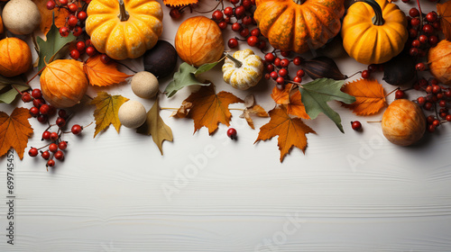 autumn leaves and pumpkins