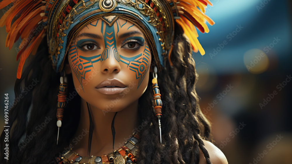 Pride in Tradition: Confident African Woman Wearing Traditional Tribal Face Paint, Symbolizing Strength, Heritage, and a Deep Connection to Cultural Identity.