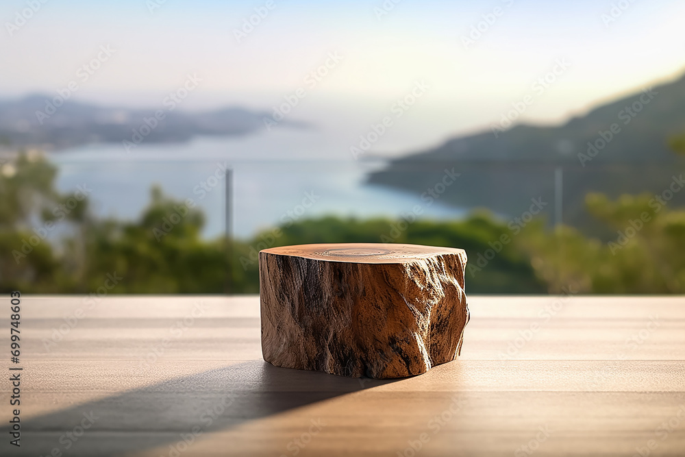 Naklejka premium wooden product display podium