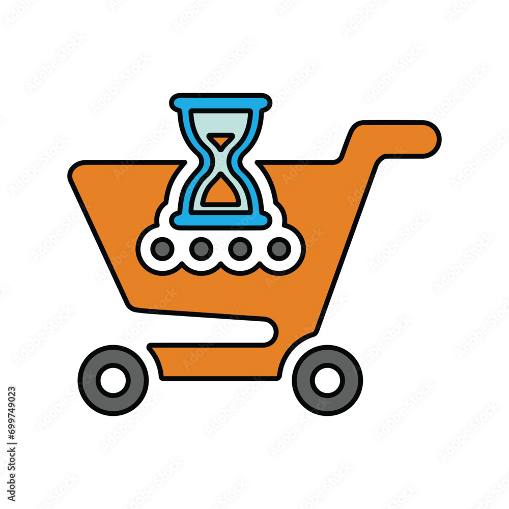 Shopping on time, buy, pending icon- , Perfect use for print media, web, stock images, commercial use or any kind of design project.