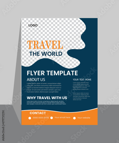 travel and tour flyer design template for your business or service Travel flyer design template, tour flyer, tourism color a4 print ready flyer, Vacation travel brochure flyer design