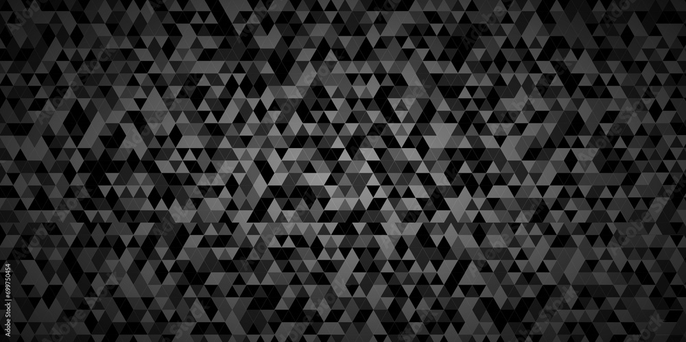 Abstract Black and gray square triangle tiles pattern mosaic background. Modern seamless geometric dark black pattern background with lines Geometric print composed of triangles. - obrazy, fototapety, plakaty 