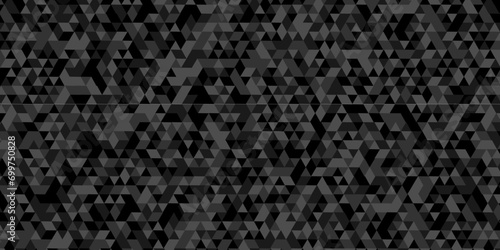 Abstract Black and gray square triangle tiles pattern mosaic background. Modern seamless geometric dark black pattern background with lines Geometric print composed of triangles.