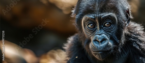 a baby gorilla in close view photo