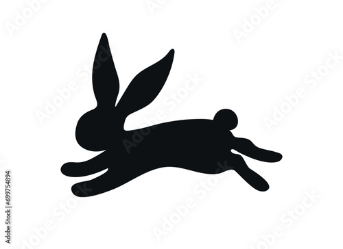 Running rabbit silhouette. Hand drawn rabbit is jumping. Vector illustration