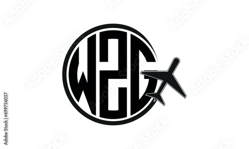 WZG three initial letter circle tour & travel agency logo design vector template. hajj Umrah agency, abstract, wordmark, business, monogram, minimalist, brand, company, flat, tourism agency, tourist