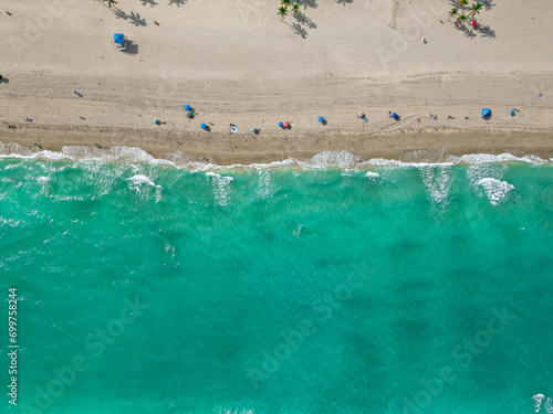 Sunny Isles and Hollywood beach in Florida taken with a Drone, Aerial views of coastlines and coastal cities #699758244
