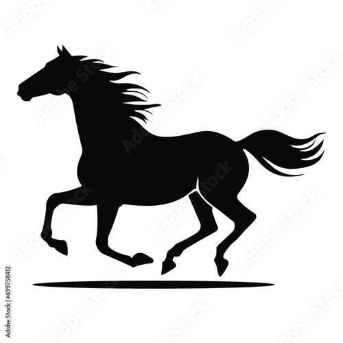 silhouette of a running horse black horse vector illustration