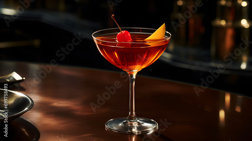 manhattan cocktail on a table