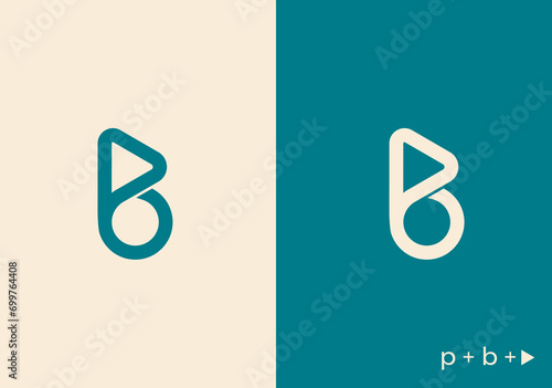 B + play icon template vector, B + play icon logo template, logo. B Letter, B logo mark, template elements, play icon eps