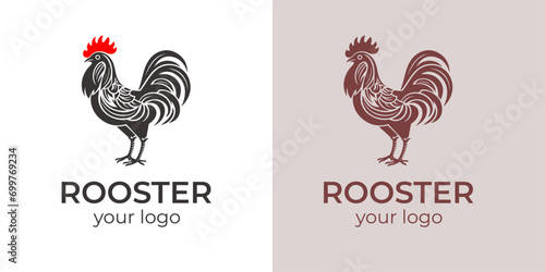 Vector rooster Chicken Cock Livestock farm icon symbol, Rooster silhouette Chicken logo vector illustration template logotype isolated on white background 