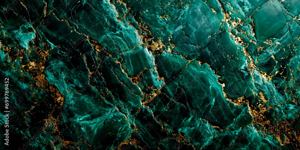 Seamless pattern of emerald green marble, adding a vibrant and luxurious touch. Generative AI - obrazy, fototapety, plakaty 
