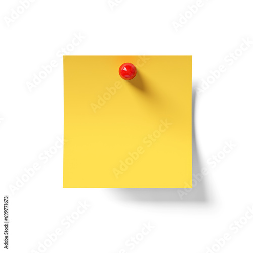 yellow sticky note with a pin on a transparent background photo