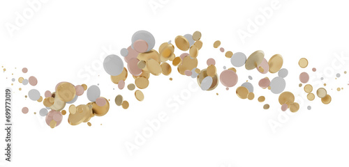 Tableau sur toile Enchanting Euphoria: Breathtaking 3D Illustration of Enchanting gold Confetti